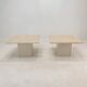 Set de 2 tables basses ou d’appoint en travertin italien, années 1980