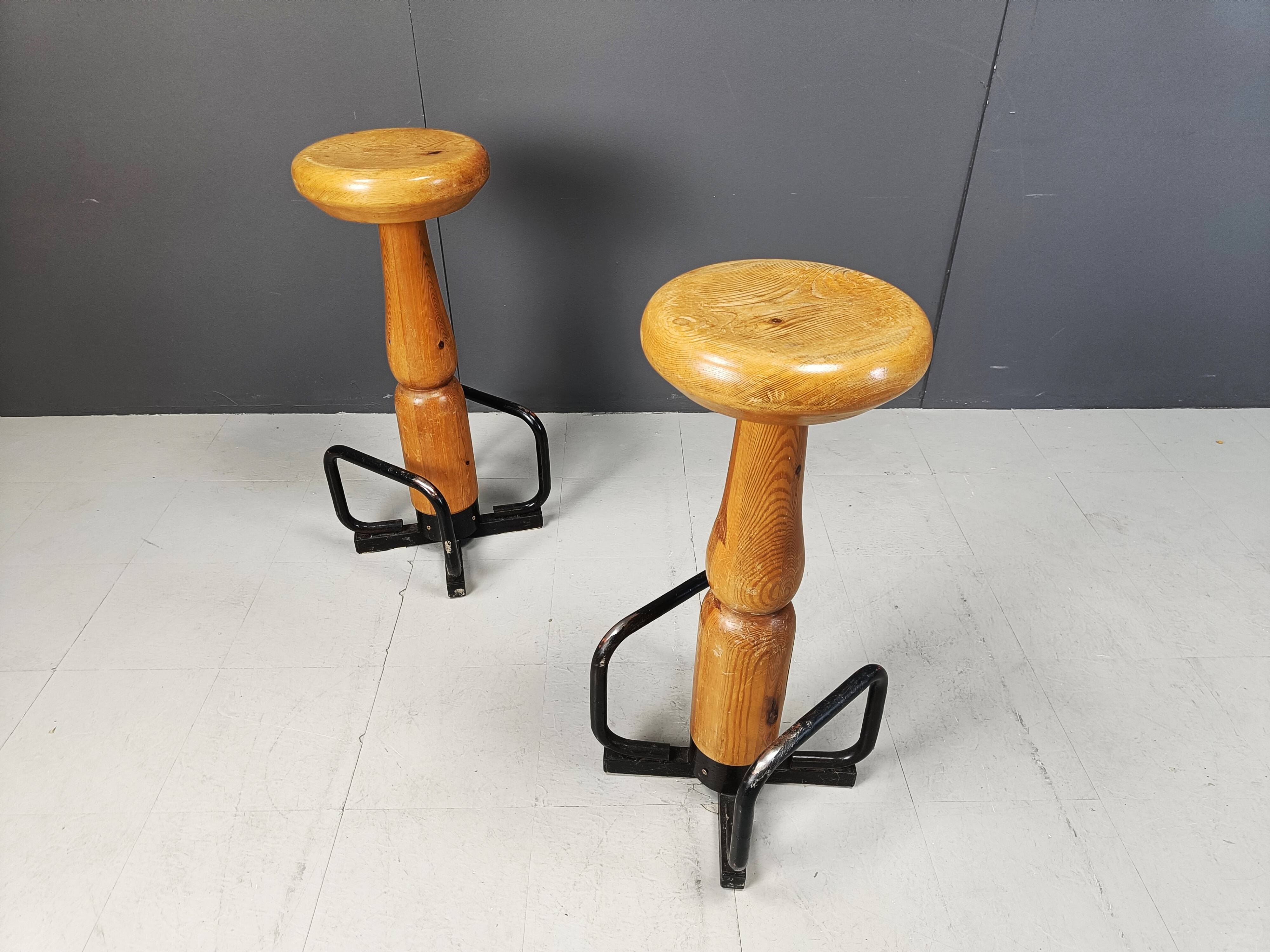 Mid century brutalist bar stools, 1960s - set of 7