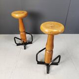 Mid century brutalist bar stools, 1960s - set of 7