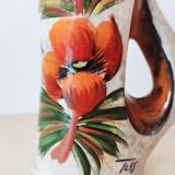 Vintage vase enamels of flowers signed Tess