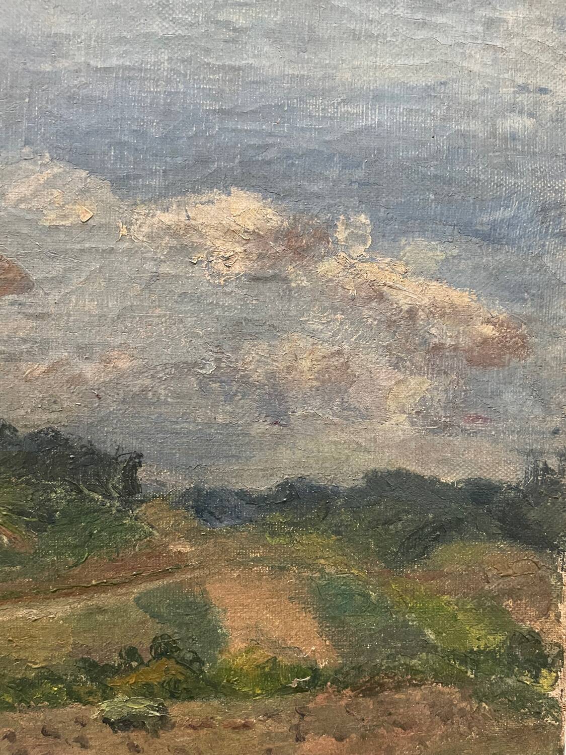 Tableau paysage de campagne ancien