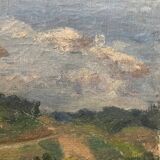 Tableau paysage de campagne ancien