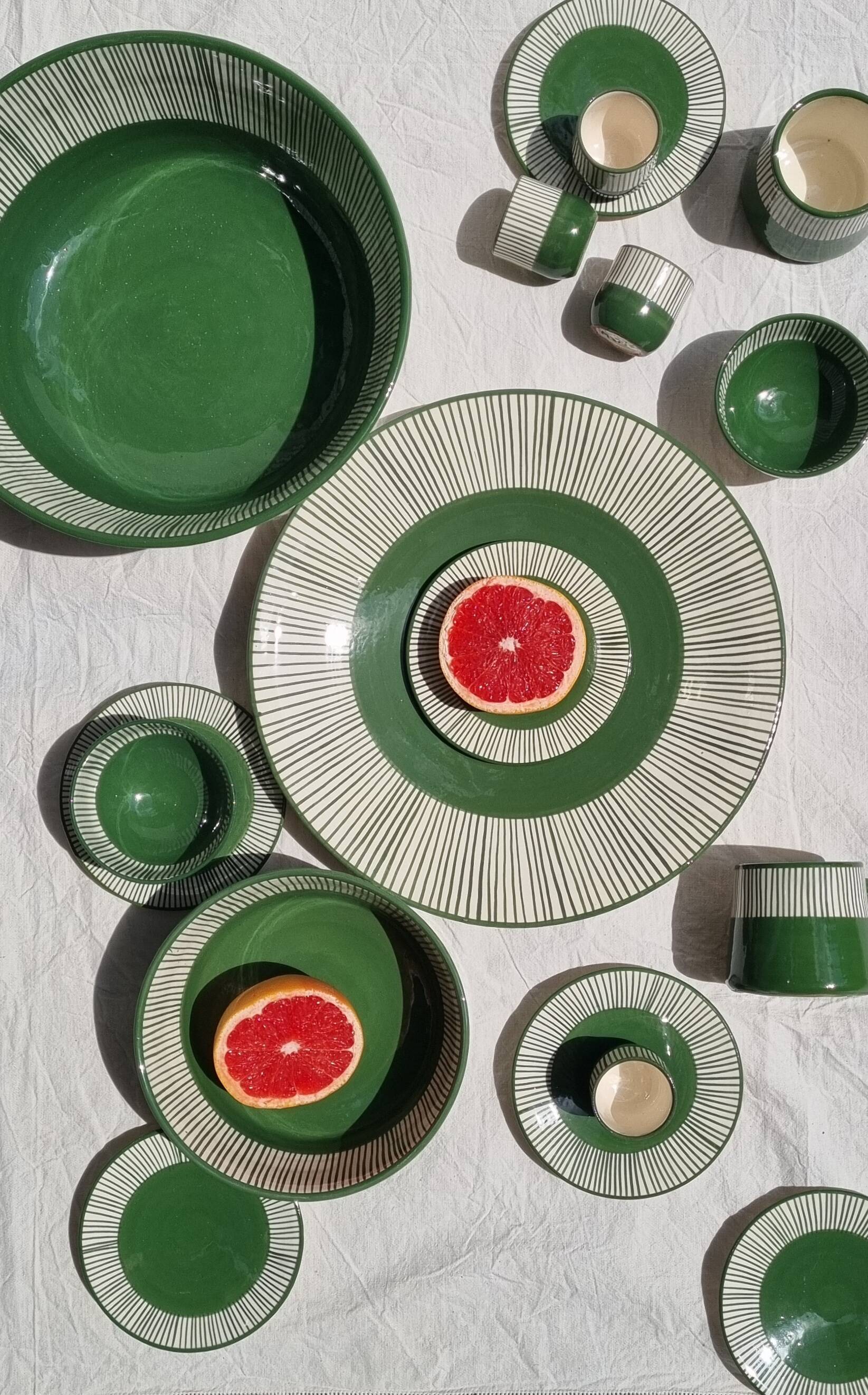 Large bowl - PALM green border