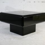 Table basse bois laqué noir, France, circa 1970