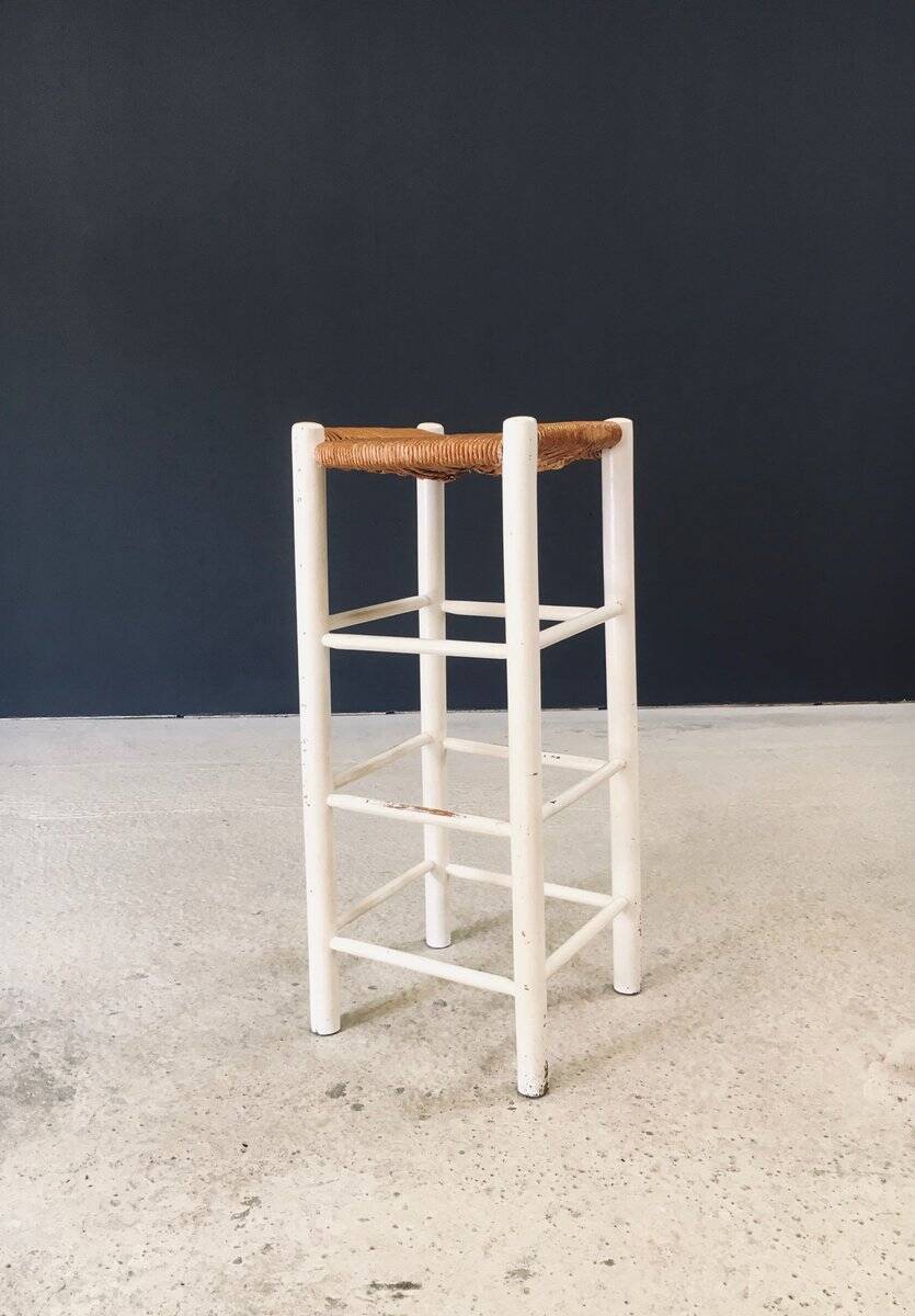 Rustic Handcrafted High Stools, France, 1940s, Set of 5