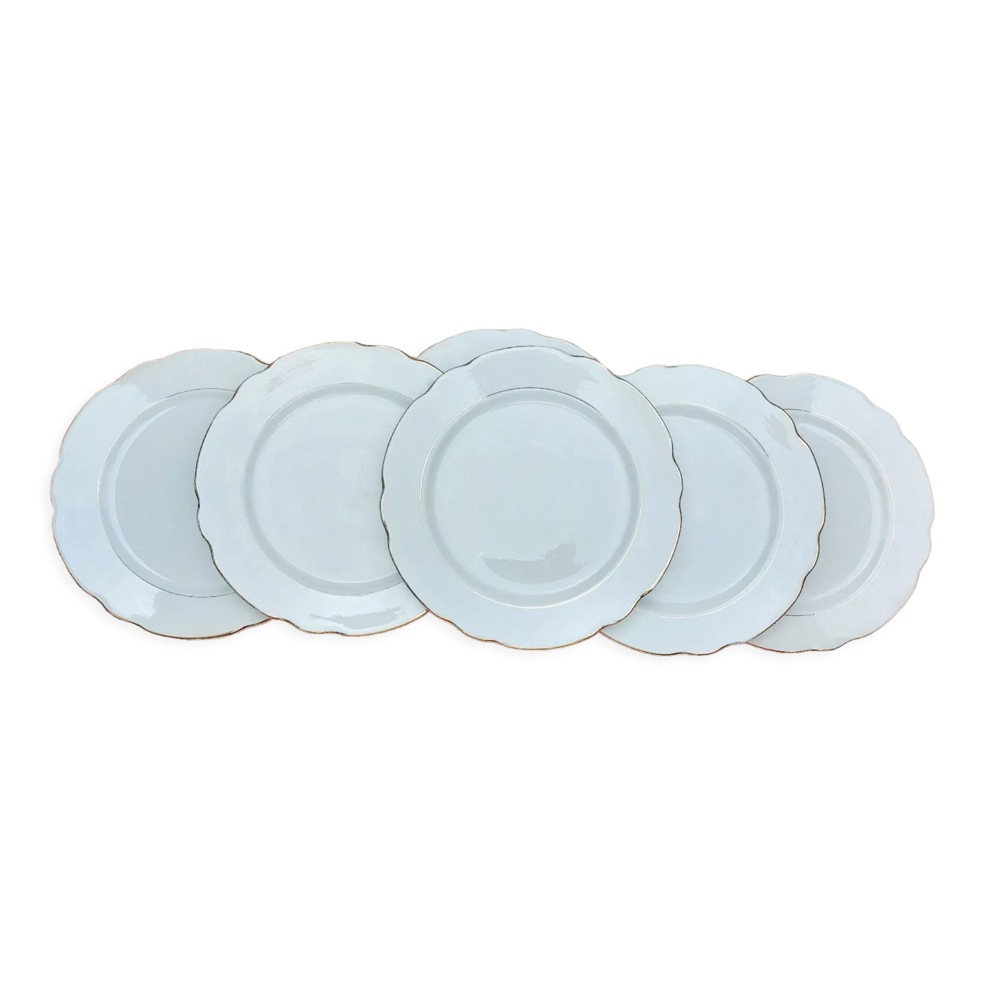 Lot De 6 Assiettes Creuses Richard Ginori Porcelaine Blanche Motif Châtaigne - état Impeccable