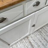 Meuble de métier enfilade patine blanche