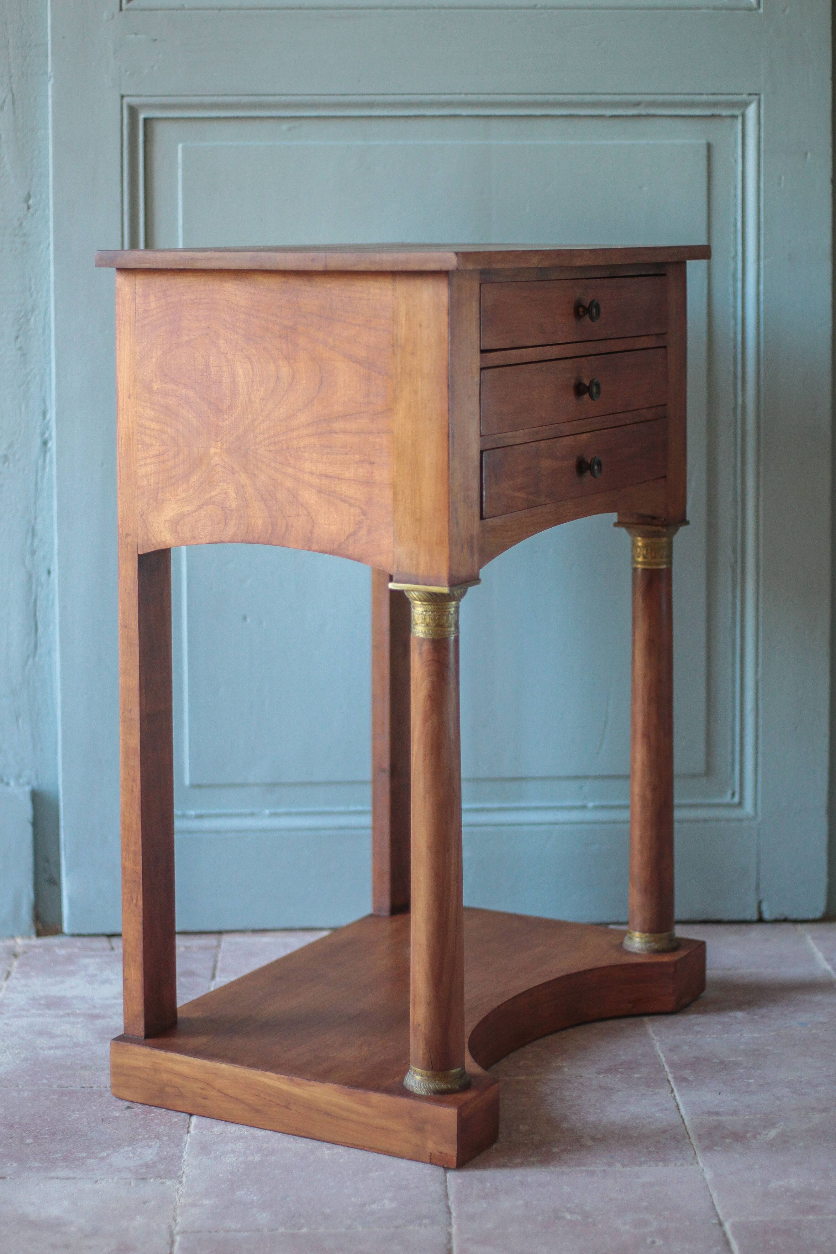 Bedside table or console in Empire style, drawer unit, end table.