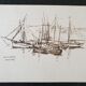 André Duculty (1912-1990) Ink wash on paper "Port de Douarnenez" Signed lower left