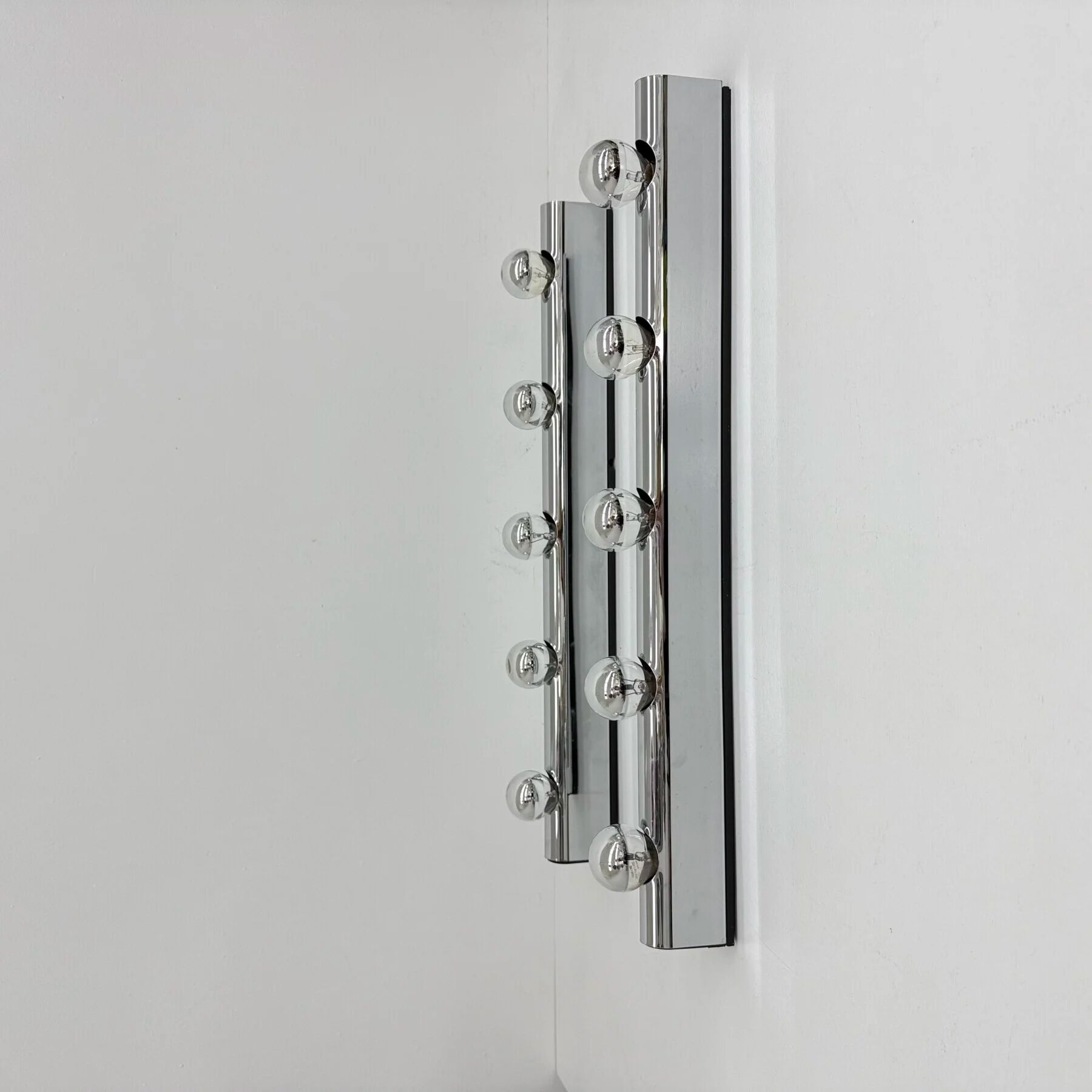 Set of 2 Targetti Sankey chrome wall lamps, 1970s