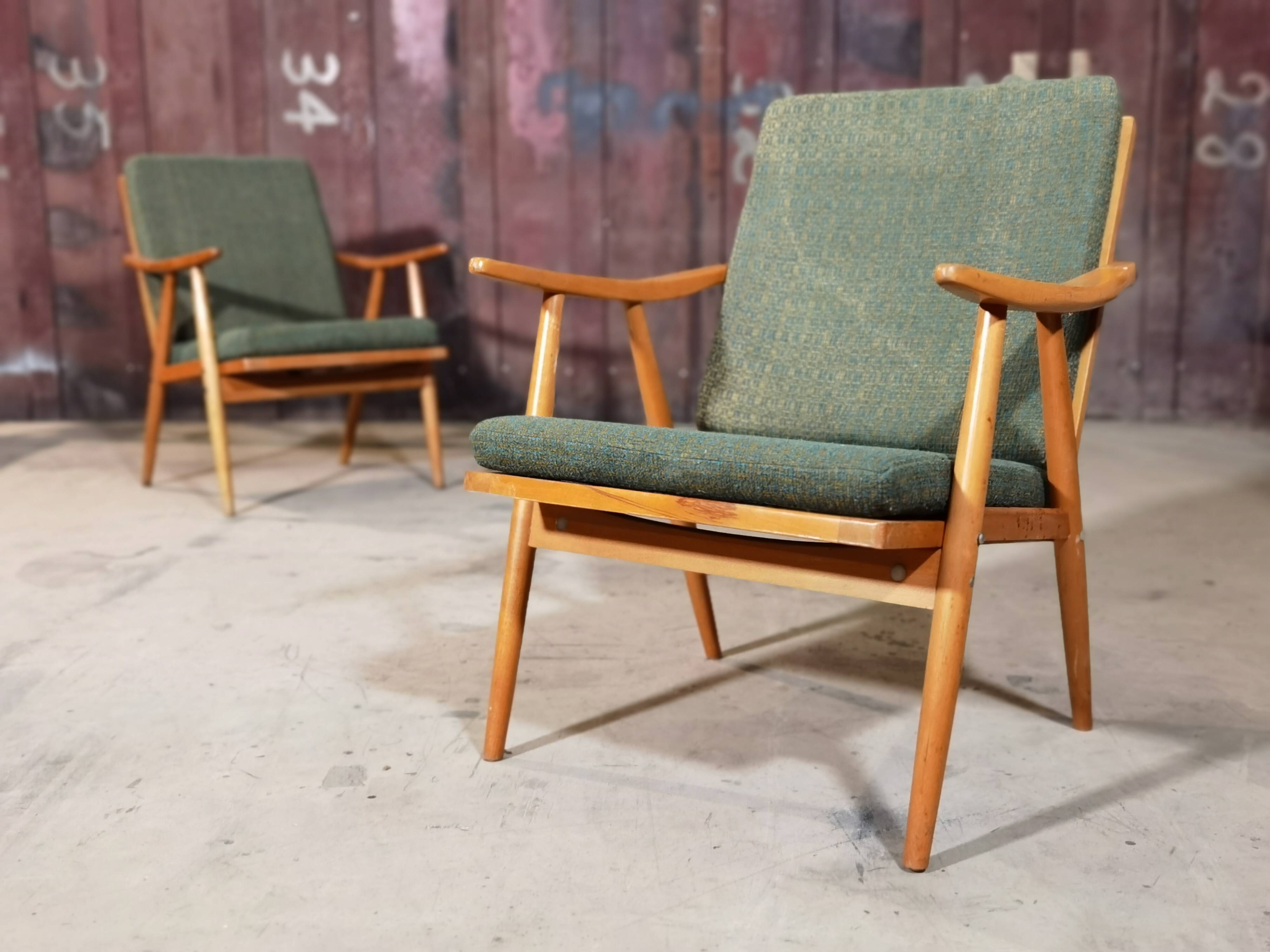 Pair of Ton Thonet Boomerang  chairs