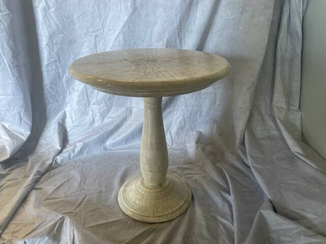 side table finished in bone marquetry