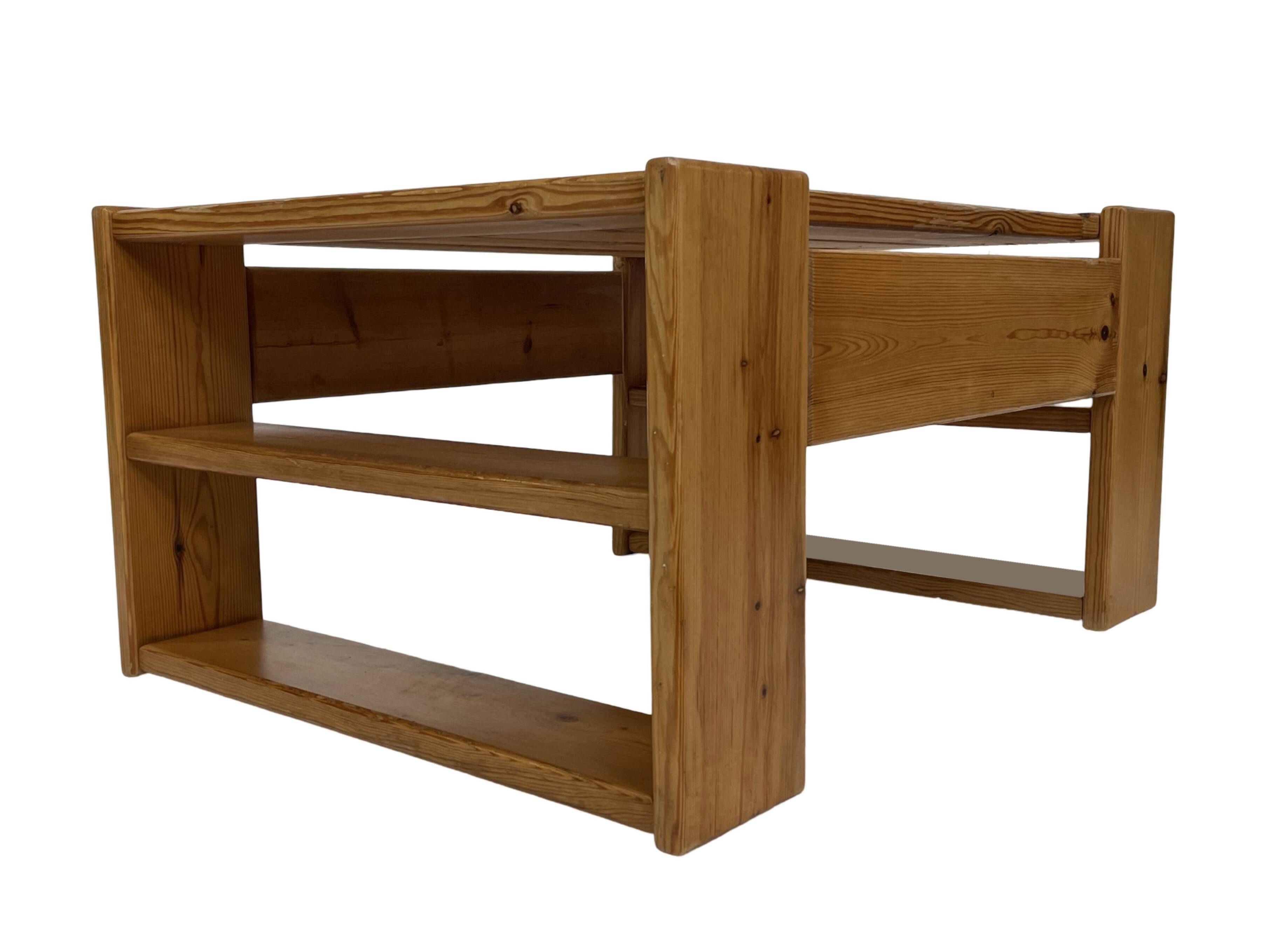 Vintage Coffee Table Pine Wood Design 1970s Coffee Table