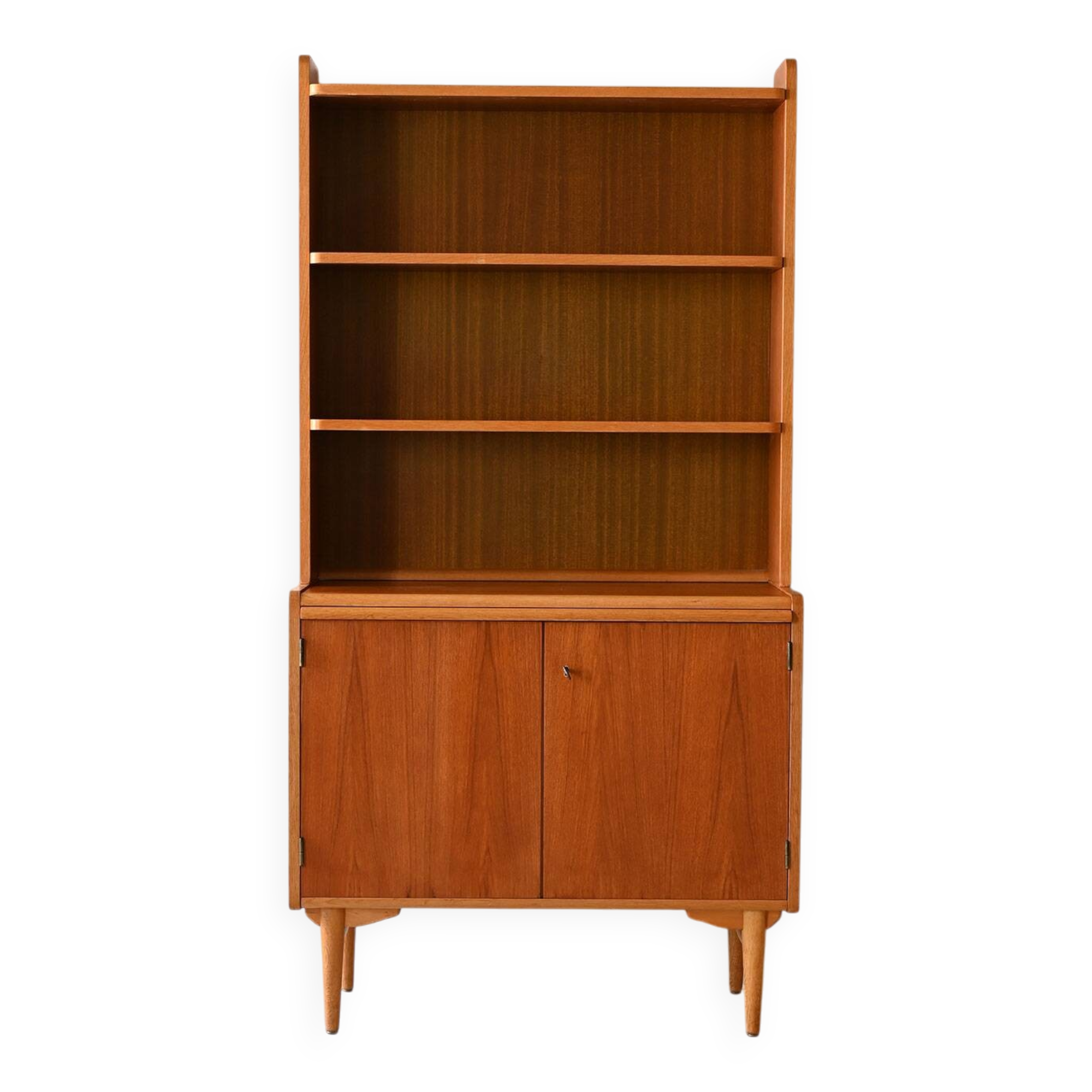 Vintage bookcase with pull-out shelf