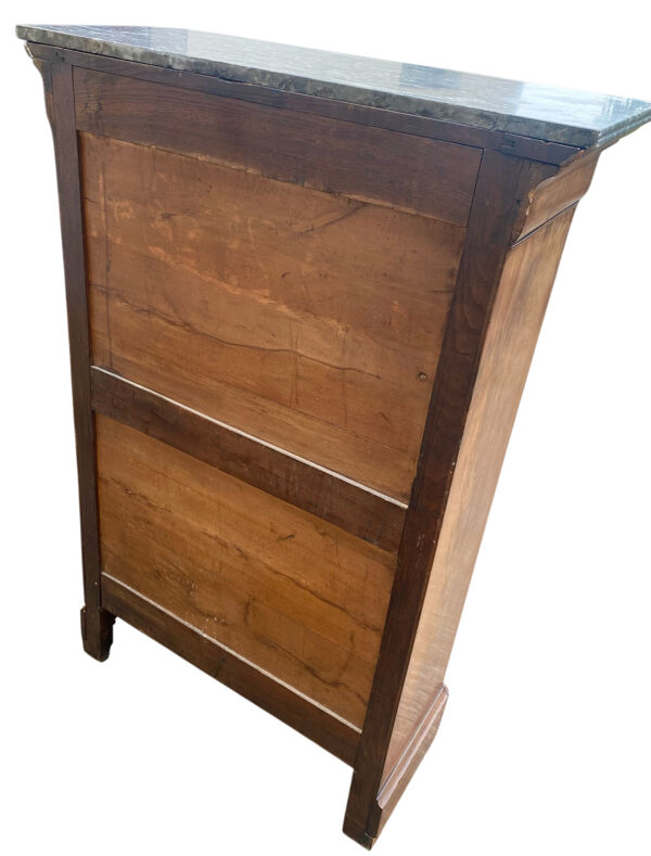 Secrétaire Louis Philippe en ronce de noyer avec plateau marbre