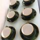 Suite of six green cups with saucers bistro /vintage style 60-70