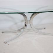 Table basse pieds araignée chromés et verre années 1970 Italie
