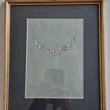 Original gouache from the 1930s, prototype of a unique jewel, New York jeweler, 24 x 28 cm