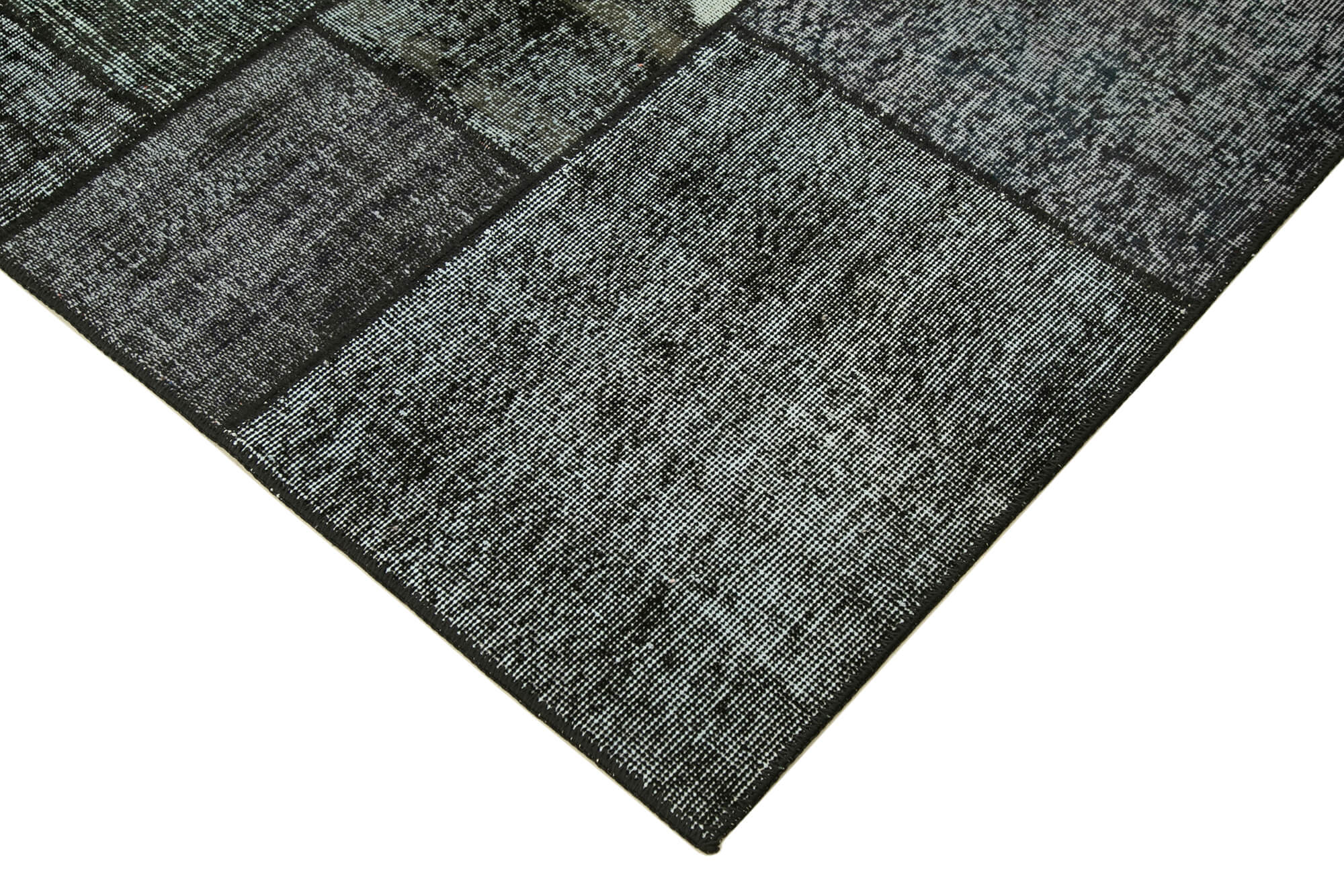 Hand-knotted oriental vintage 172 cm x 240 cm black patchwork carpet