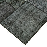 Tapis oriental vintage noué à la main 172 cm x 240 cm tapis patchwork noir