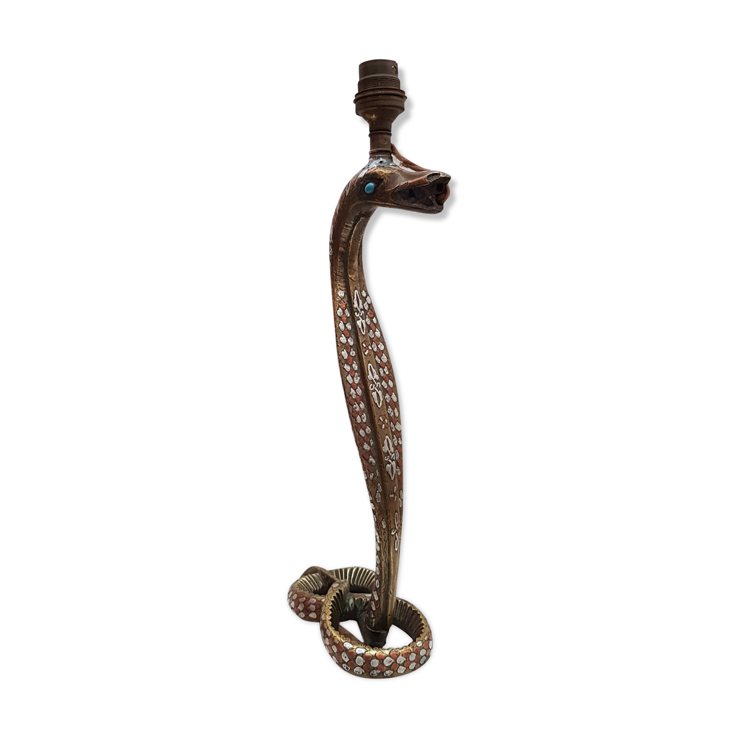 Bronze and silver snake lamp