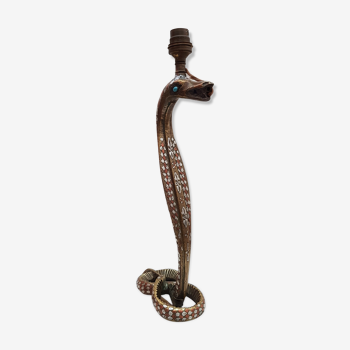 Lampe serpent en bronze et argent