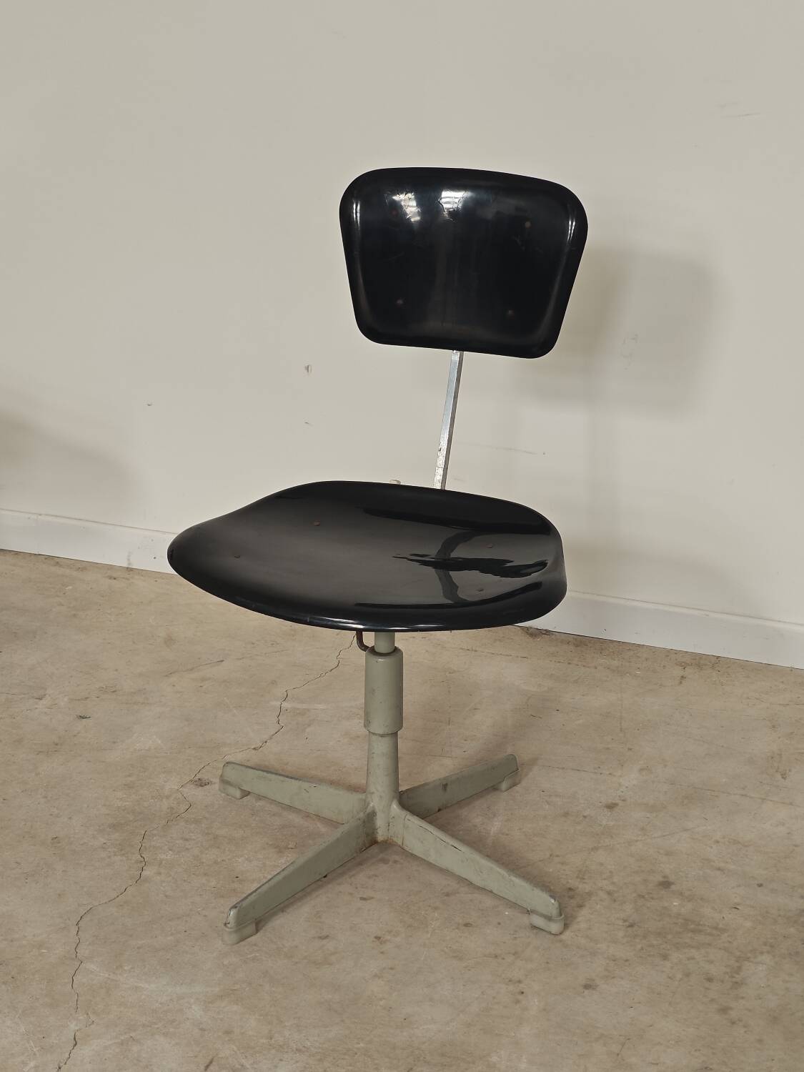Adjustable industrial chair metal Czechoslovakia 1960