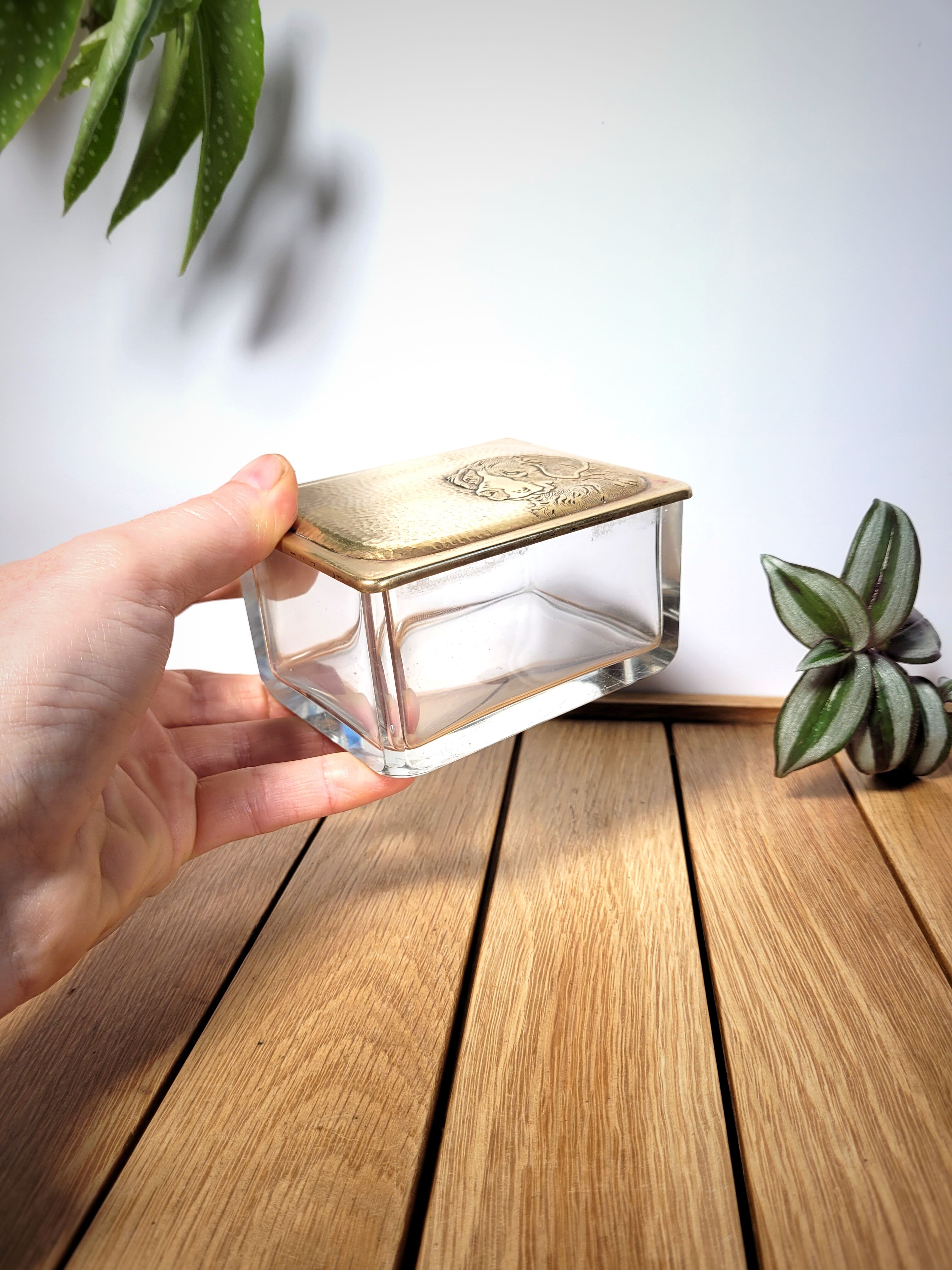 Glass & brass dog box
