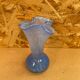 Antique Blown Glass Vase Blue Speckled White Corolla Neck Vintage