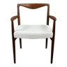 Chaise / fauteuil scandinave par kaï lyngfeldt en teck et tissu bouclée 1960