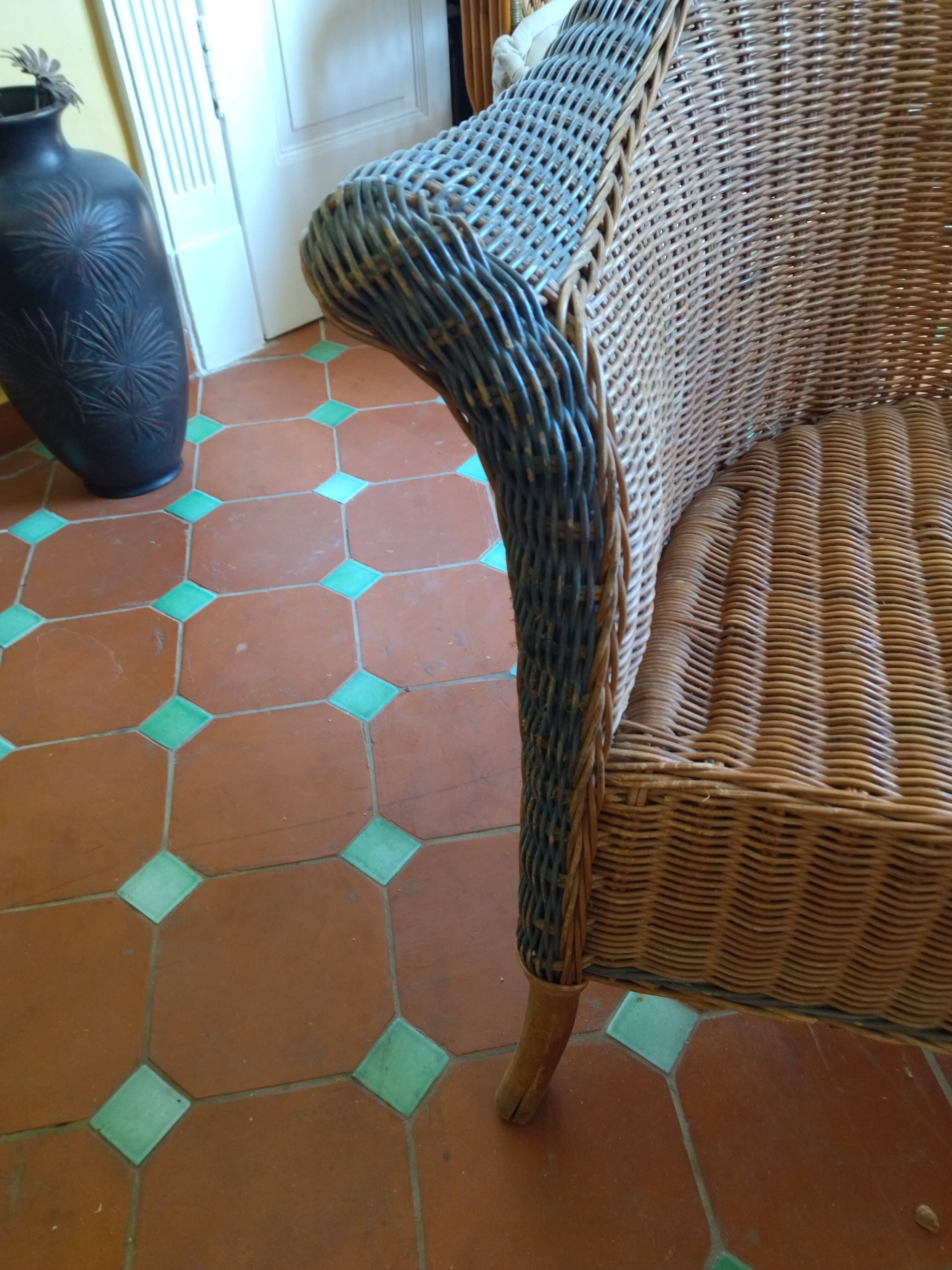 Sofa bench. Vintage rattan