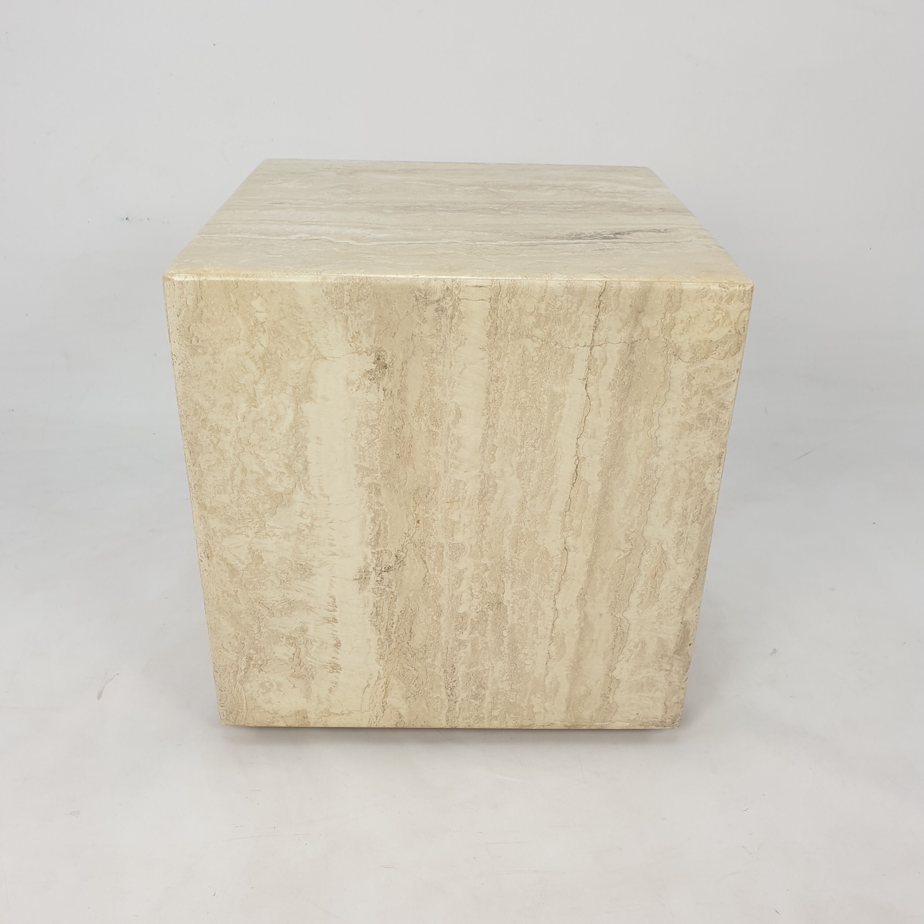 Italian Travertine Side Table, 1980's
