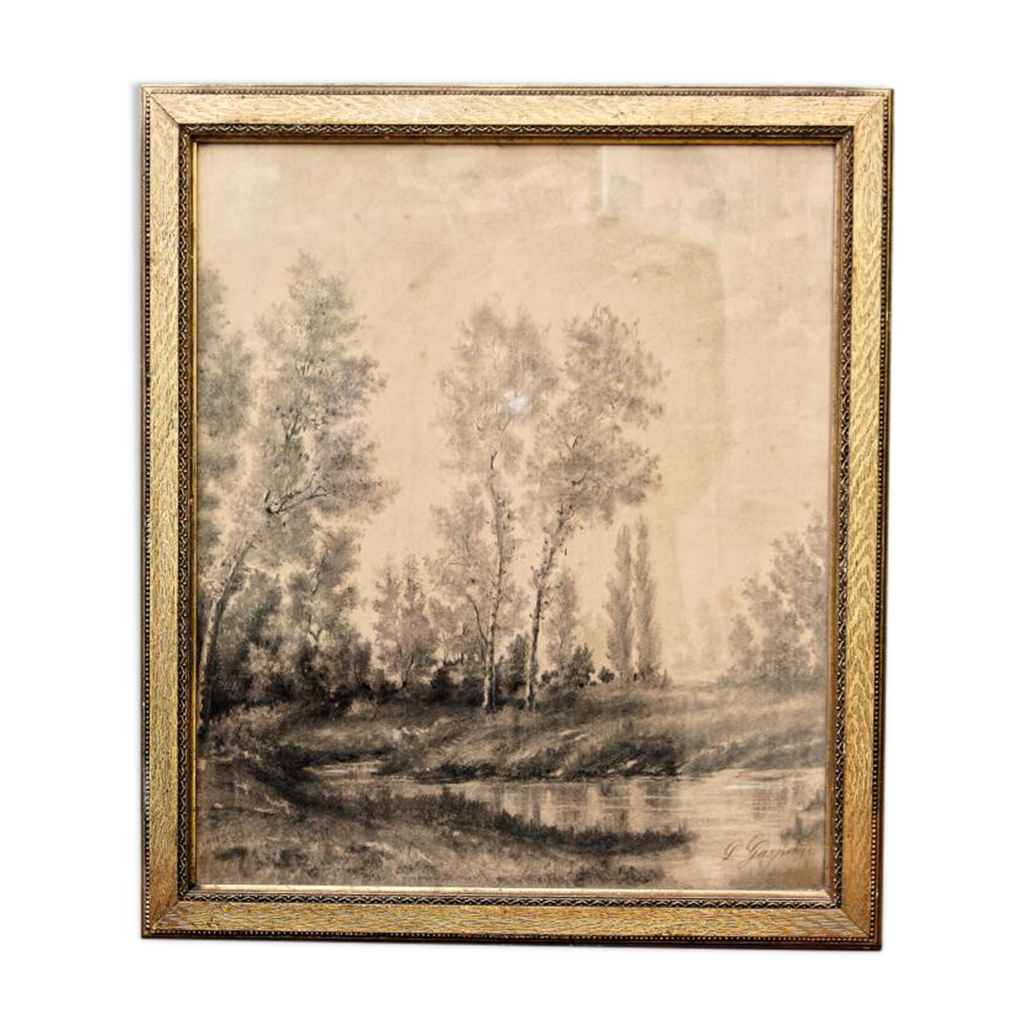 19th century drawing in black chalk