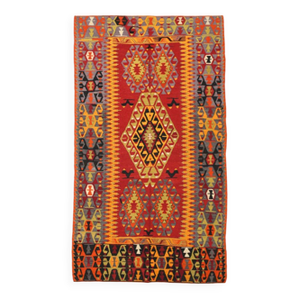 Turkish Red & Orange Tribal Vintage Kilim Rug, 168x295Cm