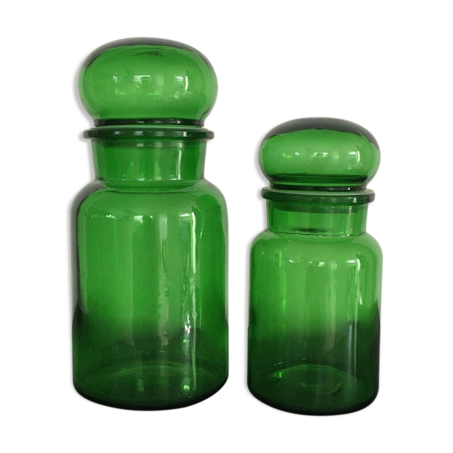 Lot de 2 bocaux en verre vert