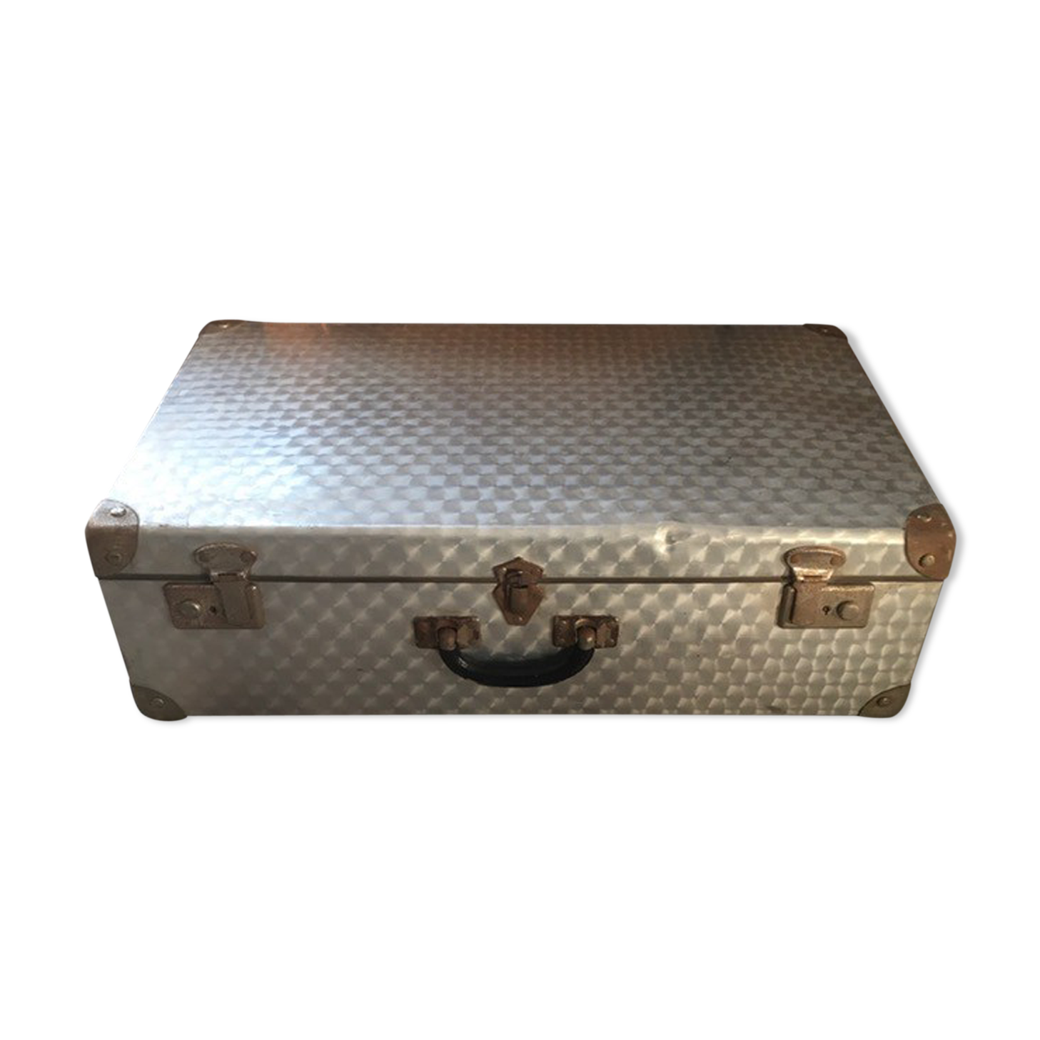 Large vintage suitcase in light metal
