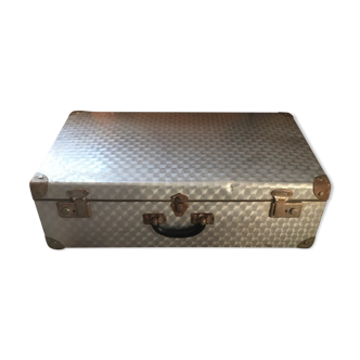 Large vintage suitcase in light metal