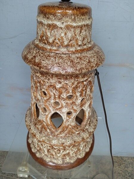 Large foot of openwork ceramic lamp ep 1960