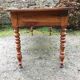 Old cherry farmhouse table with 3 drawers and turned legs