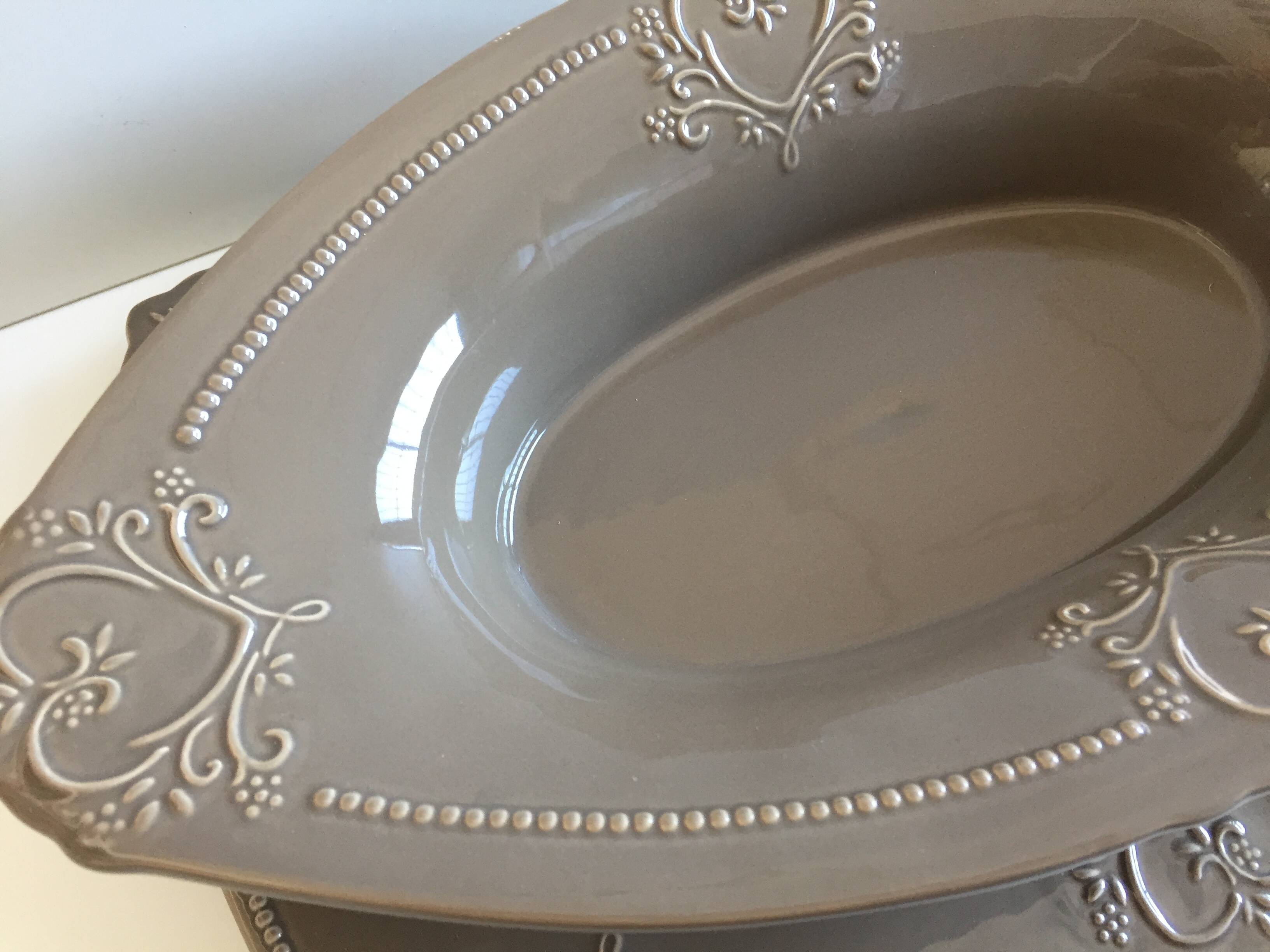 Tableware Service Table Design Meat or Vegetable Frosted Brown Porcelain