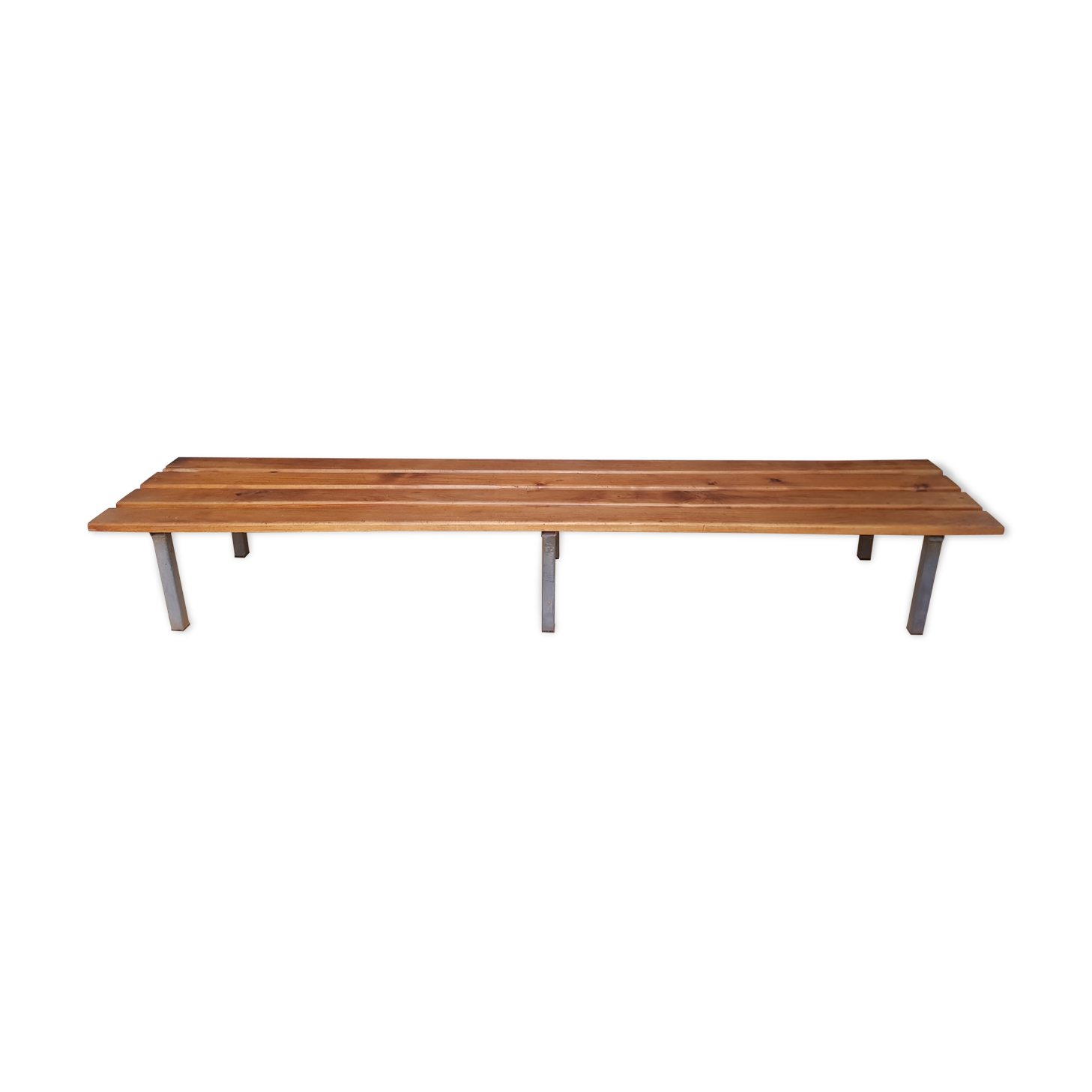 Metal and wood locker room bench