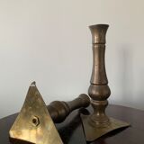Set of 2 solid bronze candle holders