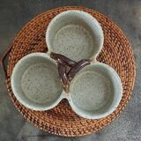 Serviteur à apéritif en grès gris vintage signé Austruy