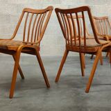Set of 4 fabric chairs by Ton Bystrice 1960