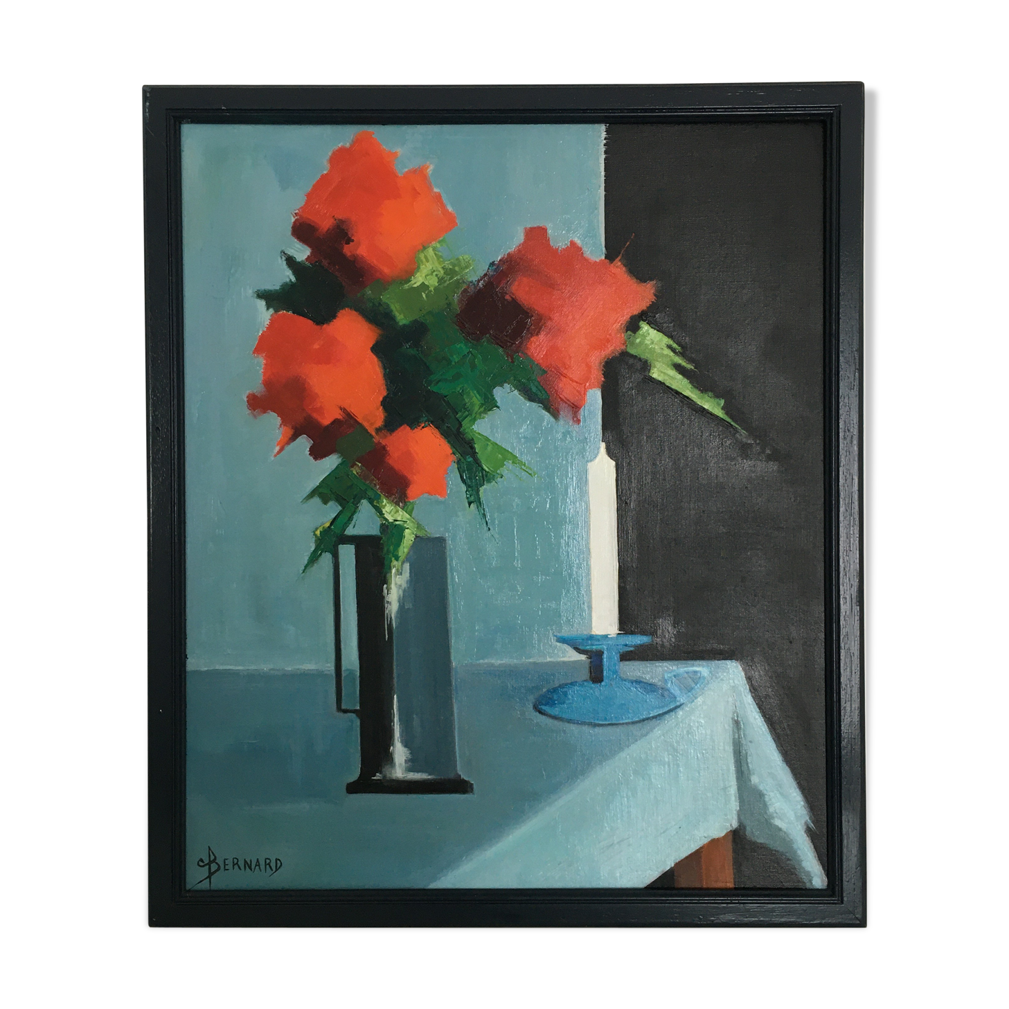 Table bouquet red and candle