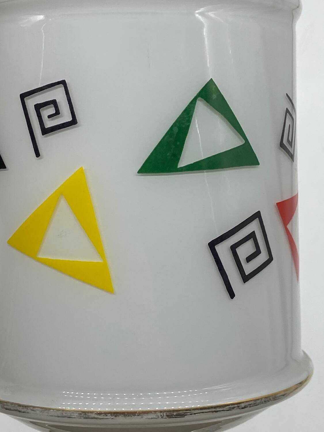 Opaline pendant light / lamp / ceiling light with geometric decor