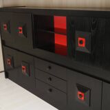 Brutalist Belgian buffet in black and red from the 1960s.