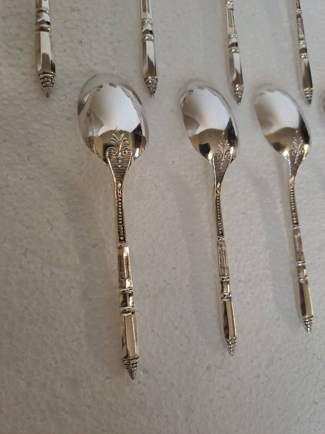 Box of 12 mocha spoons and 1 sugar tongs Ercuis silver metal