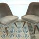 Restored low chair in velvet fabric 50s 60s
