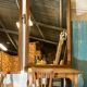 Large old mirror in pitchpin Louis-Philippe Style 100x170cm